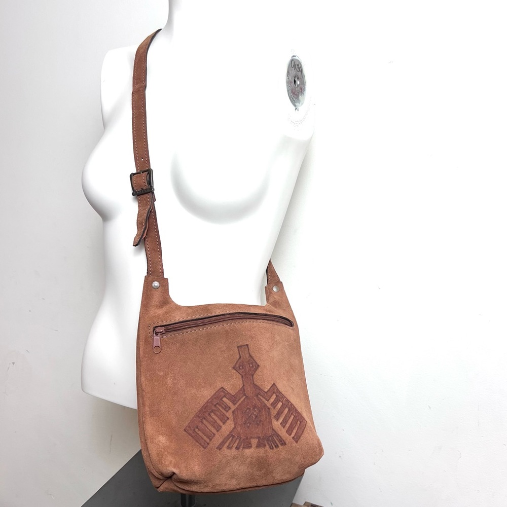 Vintage Suede Thunder Bird Cross Body Slim Bag - Picture 6 of 14